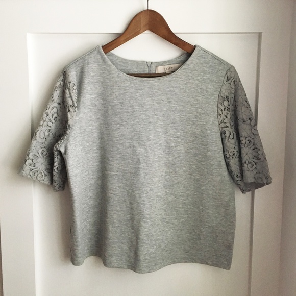 LOFT Tops - Ann Taylor LOFT Floral Lace Sleeve Blouse, M